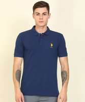 U.S.Polo Association Solid Men Polo Neck Blue T-Shirt using your supercoins