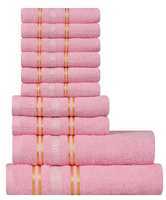 Divine Overseas Essence Soft, Extra Absorbent and Quick Dry Light Weight Cotton Towel 2 Bath Towels, 2 Hand Towels, 6 Face Towels, Love Pink -Set of 10 Piece