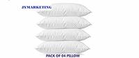 JY Micro Fiber Filled Plain Pillow Set of 4 for Bed Room - 17" x 27", White