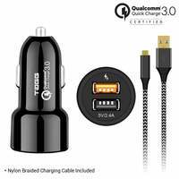 TAGG Power Bolt Dual USB Car Charger with 3ft. Nylon Braided Micro USB Cable