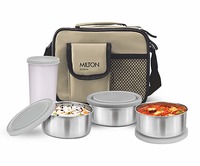 Milton Steel Combi Lunch Box with Tumbler, 4-Pieces, Beige