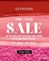 NNNOW - Sephora Mid Year Sale upto 50% off on selected items in store & online (15th July - 4th Aug)