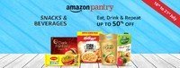 Amazon Pantry: Snacks & Beverages Fest: Upto 50% Off + Extra 5% Off Using HDFC Cards (16th-21st July)