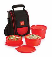Cello Max Fresh Super Polypropylene Lunch Box Set, 225ml, 3-Pieces, Red

