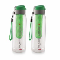 Cello Infuse Plastic Water Bottle Set, 800ml, Set of 2, Green @231