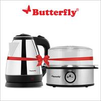 Butterfly Electric Kettle (1.8L, Black) & Egg Boiler