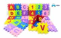 FunBlast 36 Pieces Mini Puzzle Foam Mat for Kids, Interlocking Learning Alphabet and Number Mat for Kids