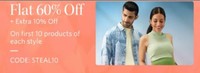 Flat 60% Off + Extra 10% Off On Men's and Women's Apparel