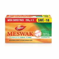 DABUR Meswak: India’s No-1 Fluoride Free Toothpaste | Herbal paste made from pure extract of rare Miswak herb - 600g (200g x3) at Rs.189

