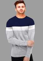 FastColors Solid Men Round Neck Blue, Grey T-Shirt