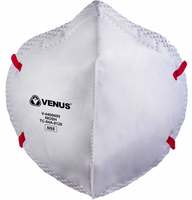 VENUS V-4400 Flat Fold Respirator with NIOSH N95 Certification which Protects against Airborne Viruses, Pack of 5 (Strap color may vary)

