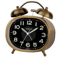 Back : OREVA Twin Bell Metal Body Alarm Table Clock with Night Glow and LED Light (10 cm x 5 cm x 12 cm, AA3437) (Green)@ 447

