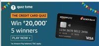 Amazon The Credit Card Quiz Answers- Win Rs.20,000 Amazon Pay Balance

