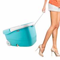 Coroid Spin Mop with Big Wheels and Stainless Steel Wringer (Blue, 2 Refills) 