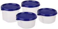 Amazon Brand - Solimo Round Plastic Container, Set of 4, Blue