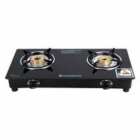 Wonderchef Power Glass Top 2 Burner Gas Stove, Manual Ignition, Black