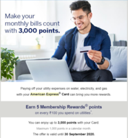 5x rewards on Amex Cards on utility (water, electricity, and gas) expenditure [Maybe User Specific]