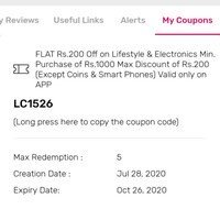 Tatacliq: Flat 200 Off On 1000 Electronic or Lifestyle Item ( After First Purchase)