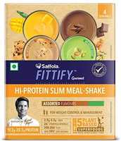 50% Off : Saffola FITTIFY Gourmet Hi-Protein Slim Meal-Shake, Meal Replacement, Assorted Flavours, 4 X 35 g @200

