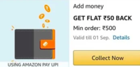 Amazon Pay Add 500 using UPI get 50 cashback