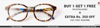 Buy 1 Get 1 Free Eyeglasses + Extra Rs.350 OFF