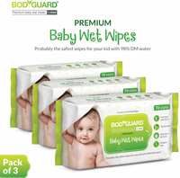 [Pre-Book] BodyGuard Premium Paraben Free Baby Wet Wipes with Aloe Vera - 216 Wipes (3 Pack, 72 each) (216 Wipes)