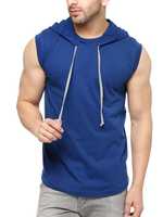 GRITSTONES Indigo Cotton Hooded Solid Vest M Size