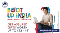 Boot Up India : India's biggest Laptop sale. Get assured gifts worth up to Rs. 22444 and 10% cb upto 2000 with SBI CC