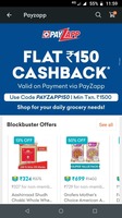 Grofers :  Flat 150 cashback via Payzapp