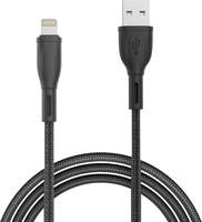 Portronics POR-1026 Konnect Plus Nylon Braided 1.2 m Lightning Cable  (Compatible with Compatible for iOS Devices, Black, One Cable)