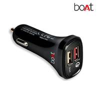 boAt Dual Port Rapid Car Charger (Qualcomm Certified) Smart Charging with Quick Charge 3.0 (Black)