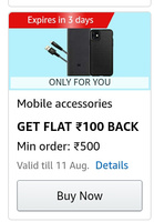 (Top 5 Suggestions) Amazon Flat 100 CB on Mobile Accessories