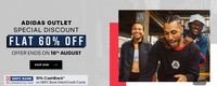 Adidas Special Discount - Get 60% Off on Outlet + Extra 10% HDFC BANK Cards Cashback Offer Ends On 16 August