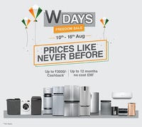 Whirpool W Days Freedom Sale (10th-16th Aug) - Get up to Rs.3000 cashback.