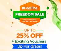 Goibibo Freedom Sale - Get up to 25% discount + Get Exciting vouchers. (13th-16th Aug)
