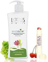 Lotus Herbals Whiteglow Skin Whitening & Brightening Hand & Body Lotion 300ml With Lip Therpay Cherry 4g, 300 ml

