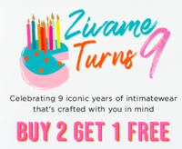 Zivame celebrating 9 years -  Buy 2 Get 1 Free On Everything Collection