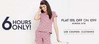 Clovia 6 HRS Sale  -  Get 15% Off  On 1099 Across Site 