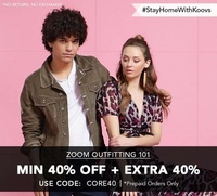 Koovs Min 40% Off + Extra 40% Off On Men's And Women's Apparel