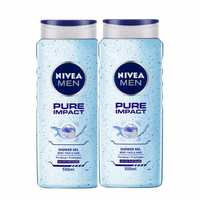 NIVEA Pure Impact Shower Gel, 500ml (Pack of 2)