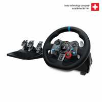 Logitech G29 Driving Force Racing Wheel and Floor Pedals, Real Force, Stainless Steel Paddle Shifters, Leather Steering Wheel Cover, Adjustable Floor Pedals, PS4/PS3/PC/Mac – Black