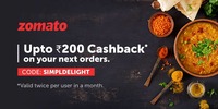 GET 50% CASHBACK UPTO 200₹ ON YOUR FIRST AND THIRD ZOMATO TRANSACTIONS WITH SIMPL