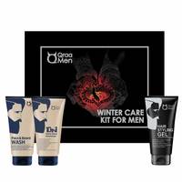 Qraa Men Winter Care Kit, 300 g (Pack of Face Wash, Moisturizer, Styling Gel), Premium gift box for Men