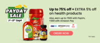 1mg PayDay Sale:Get up to 75% + 5% off on health products +Save 23% on medicines & more (1 to 5 SEP)