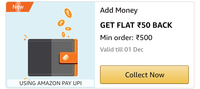 Amazon Pay Add 500 using UPI get 50 cashback [User Specific]