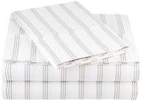 AmazonBasics Microfiber Sheet Set - Single, Grey Stripe, 4-Pack (Each Pack Includes 1 bedsheet, 1 Fitted Sheet with Elastic, 1 Pillow Cover)
