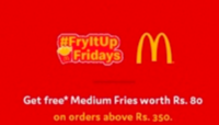 Swiggy: Free McDonalds Fries worth Rs. 80 with orders above 350