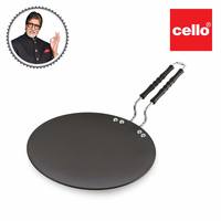 Cello Hard Anodized Concave/Roti/Paratha Tawa (25cm), Black (3MM Thickness)