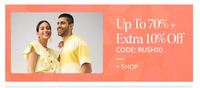 Myntra Upto 70% Off + Extra 10% Off On Branded Clothing Till 12Am
