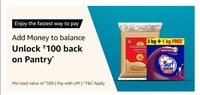 Amazon: Add Rs.500 to Pay balance using UPI & Unlock 100 back on Pantry Orders